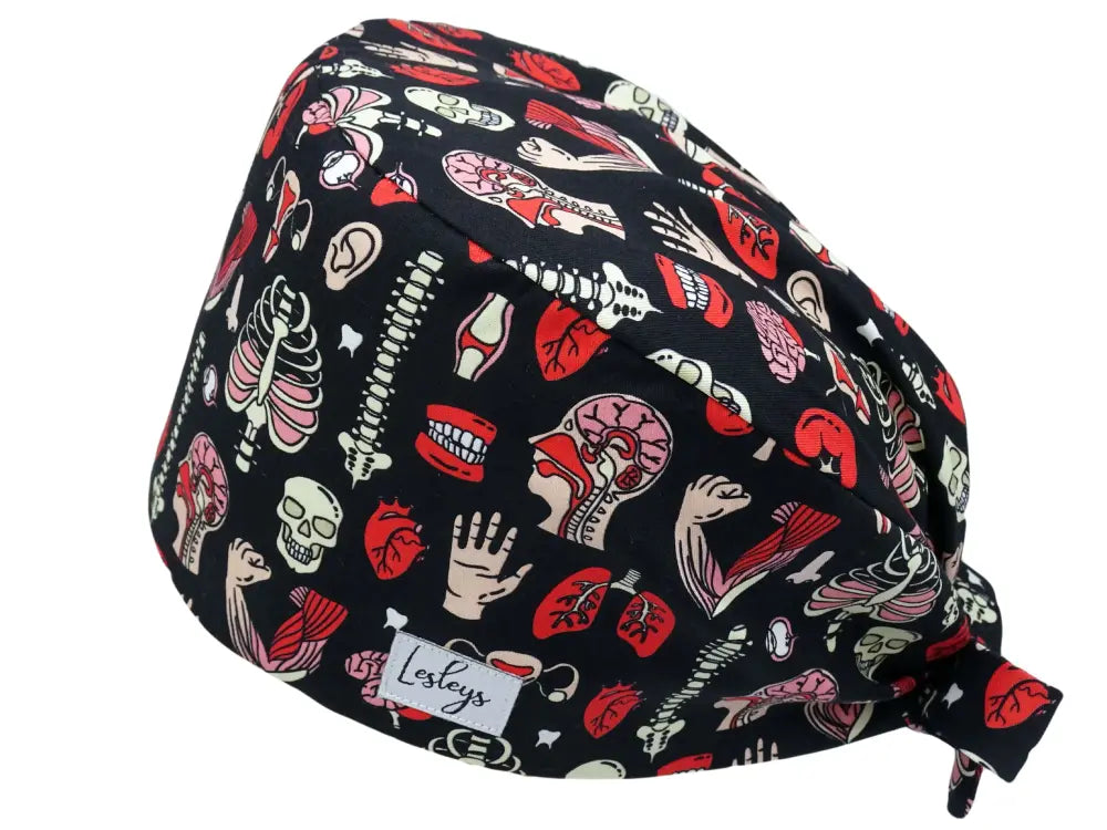 Bandana Stoff OP-Haube Anatomie für kurze Haare aus Baumwolle - Lesleys