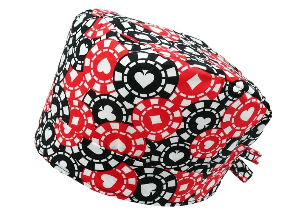 Stoff OP-Haube Poker aus Baumwolle Zahnarzt