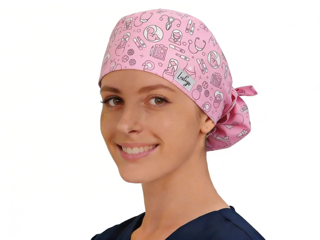 OP Haube Geburtshilfe Rosa - Ponytail