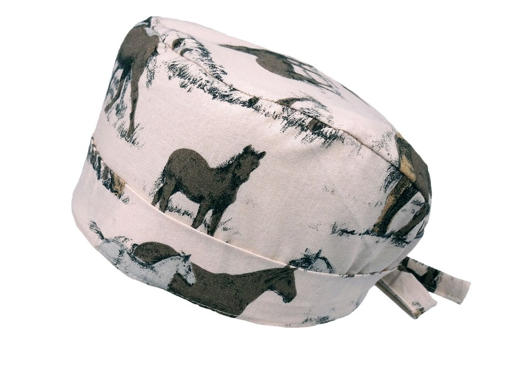 Lesleys OP-Haube für lange Haare Pferdeweide - Stoff OP-Haube aus 100% Baumwolle