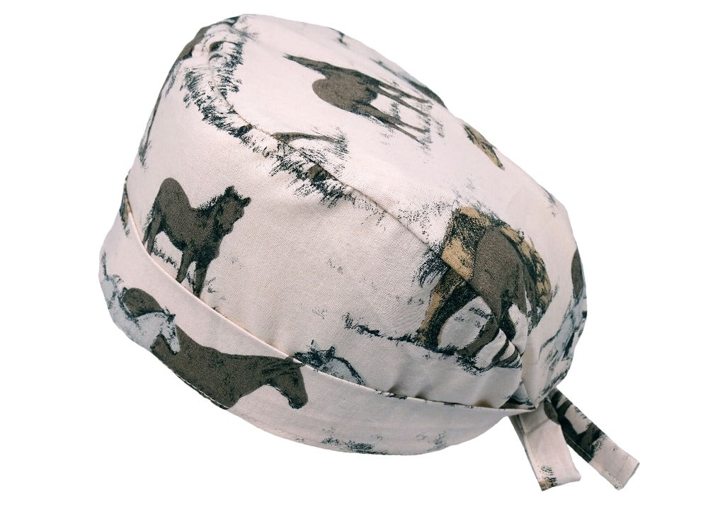 Lesleys OP-Haube für lange Haare Pferdeweide - Stoff OP-Haube aus 100% Baumwolle