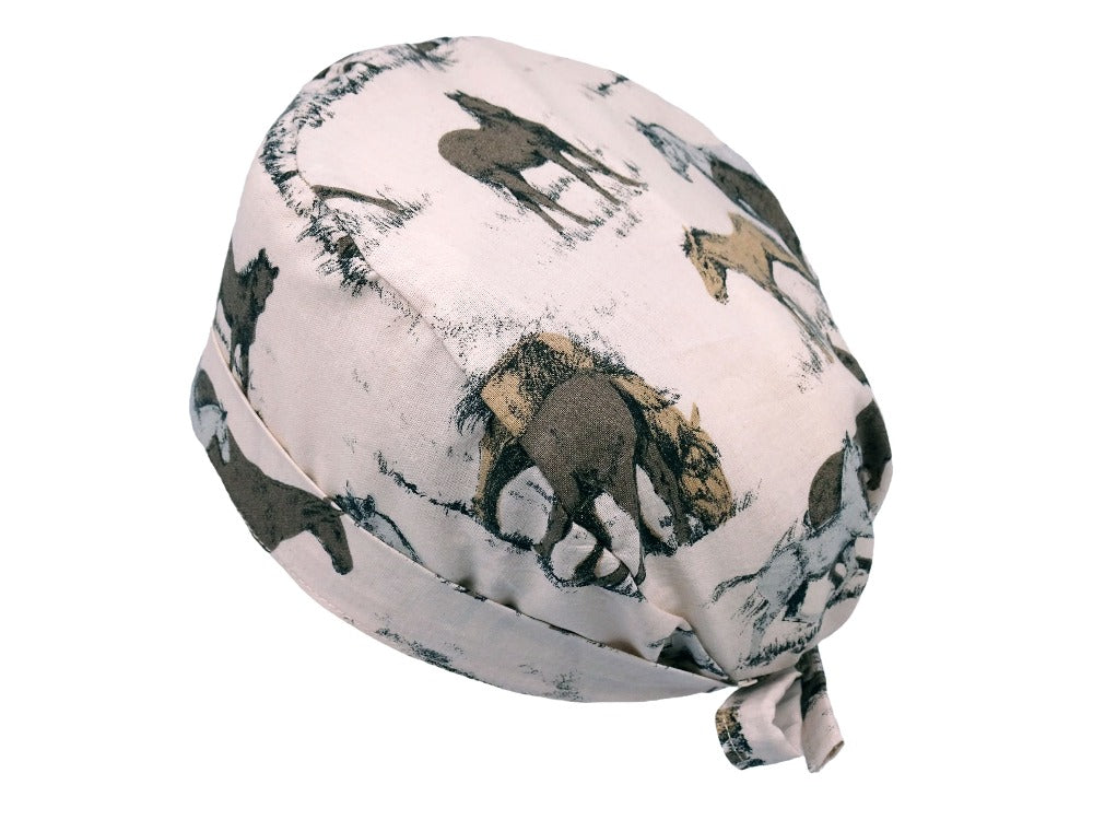 Lesleys OP-Haube für lange Haare Pferdeweide - Stoff OP-Haube aus 100% Baumwolle