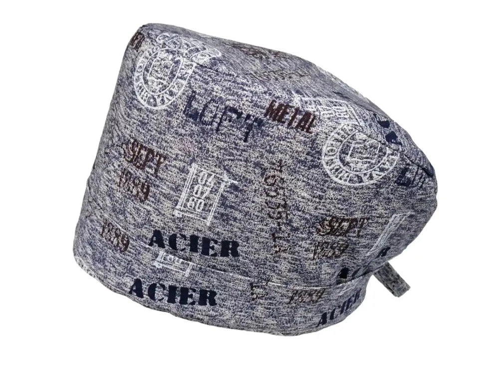 Lesleys OP-Haube für lange Haare Acier - Stoff OP-Haube aus 100% Baumwolle