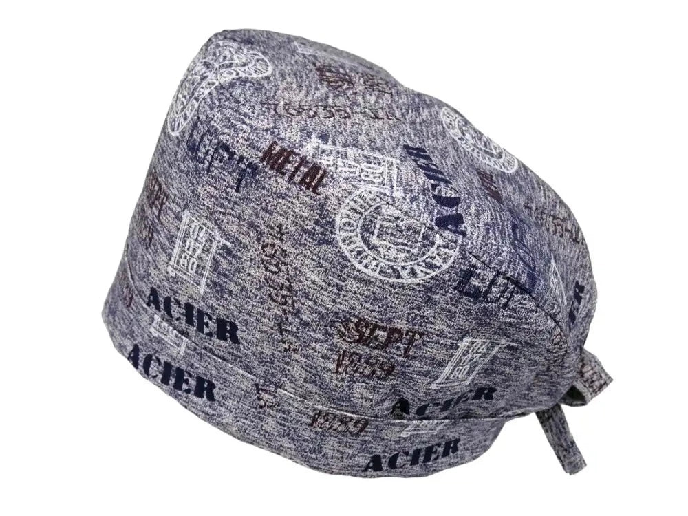 Lesleys OP-Haube für lange Haare Acier - Stoff OP-Haube aus 100% Baumwolle