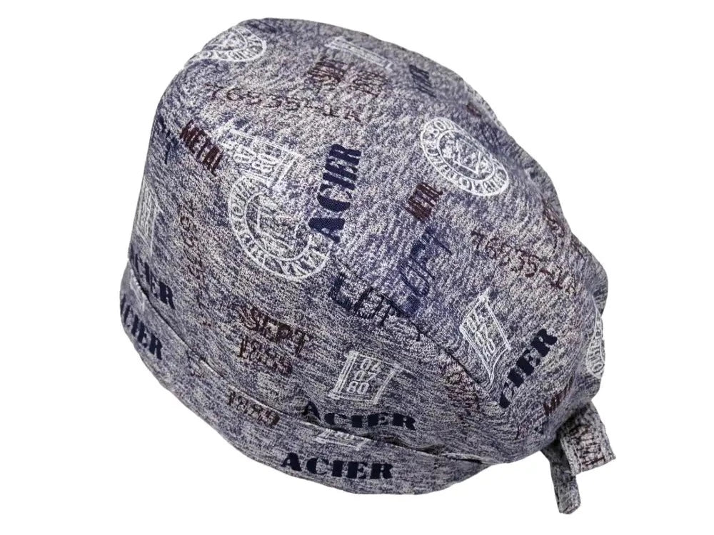 Lesleys OP-Haube für lange Haare Acier - Stoff OP-Haube aus 100% Baumwolle