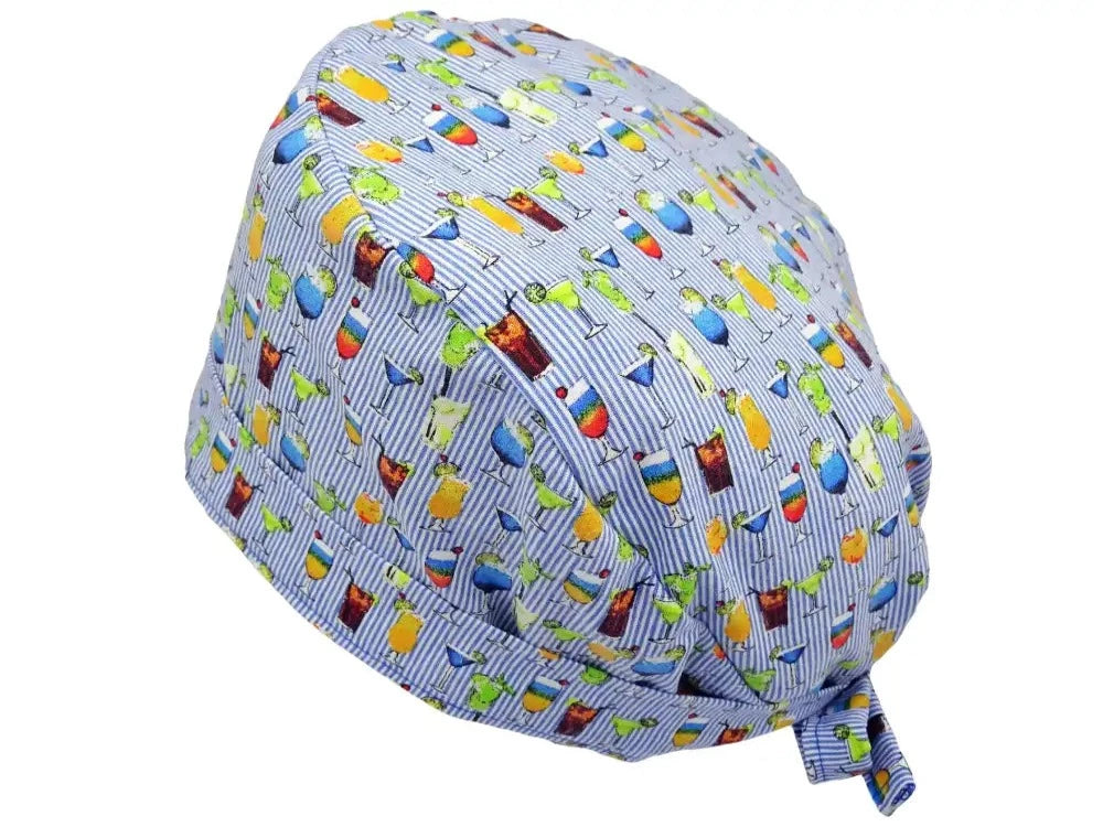 Lesleys OP-Haube für lange Haare Cocktailbar - Stoff OP-Haube aus 100% Baumwolle