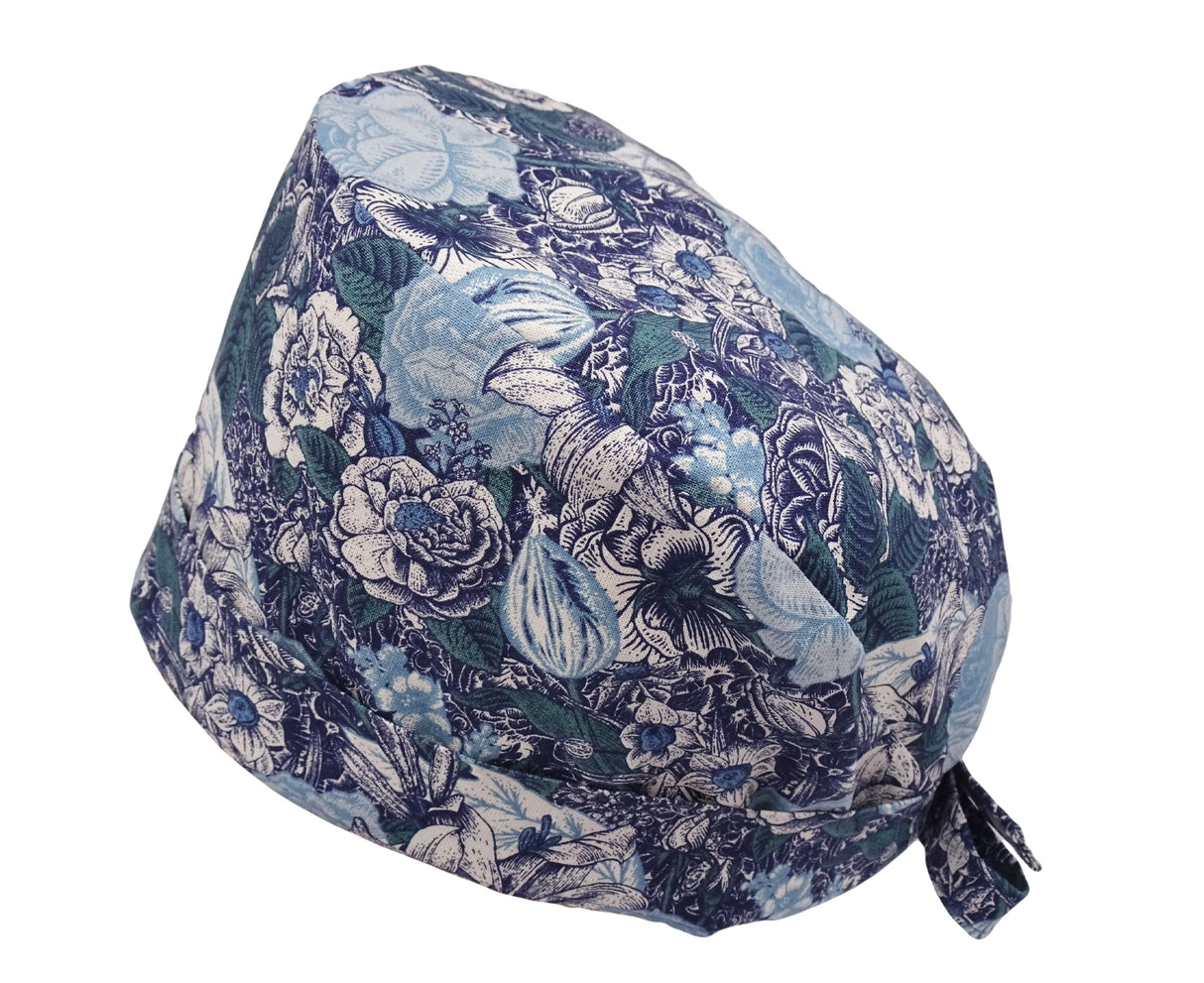 Lesleys OP-Haube für lange Haare große Rosen - Stoff OP-Haube aus 100% Baumwolle