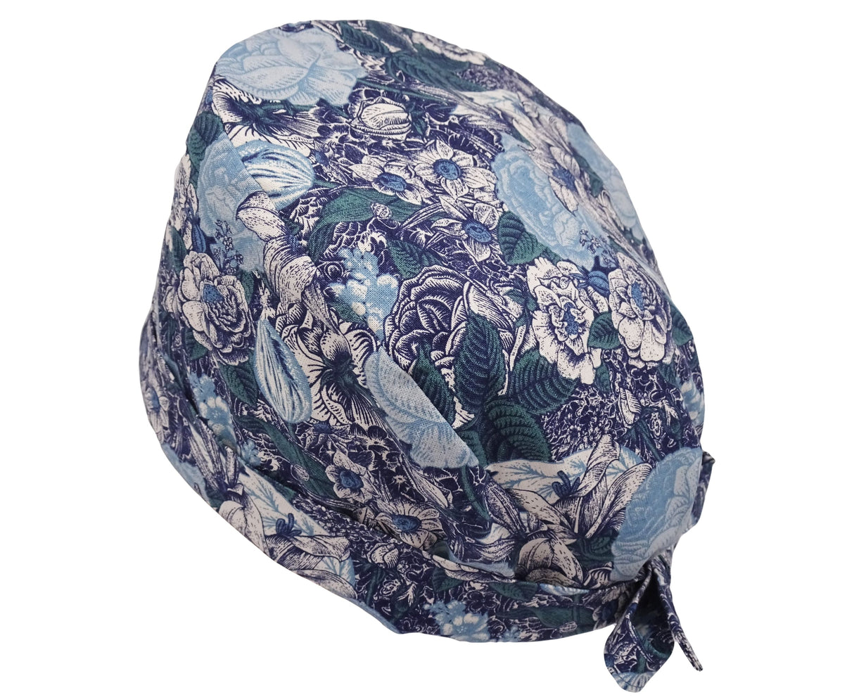 Lesleys OP-Haube für lange Haare große Rosen - Stoff OP-Haube aus 100% Baumwolle