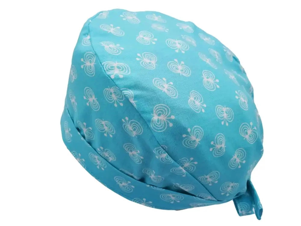 Lesleys OP-Haube für lange Haare Schmetterlinge - Stoff OP-Haube aus 100% Baumwolle