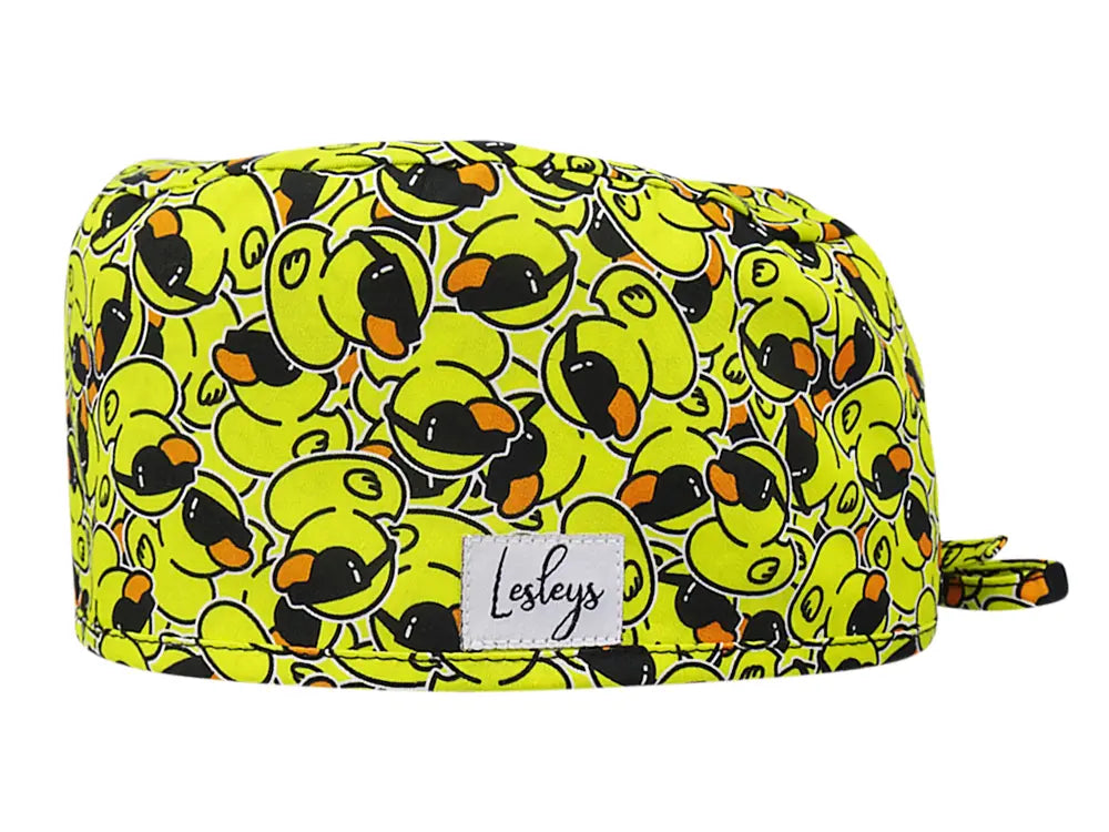 Stoff OP Haube aus Baumwolle Quietsche Ente. Bunte OP Mütze für Damen und Herren