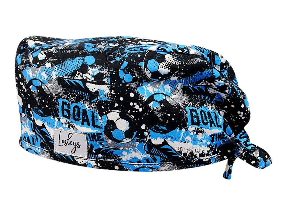 Stoff OP Haube aus Baumwolle Golden Goal. Bunte OP Mütze für Damen und Herren