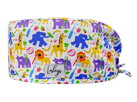 Stoff OP Haube aus Baumwolle Milchzähne. Bunte OP Mütze für Damen und Herren