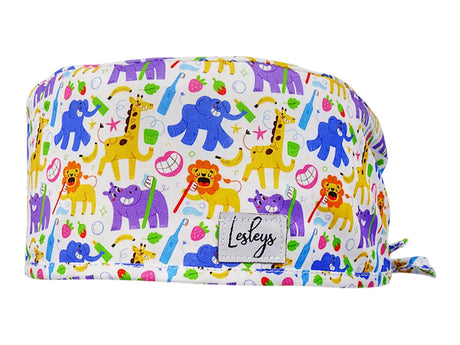 Stoff OP Haube aus Baumwolle Milchzähne. Bunte OP Mütze für Damen und Herren