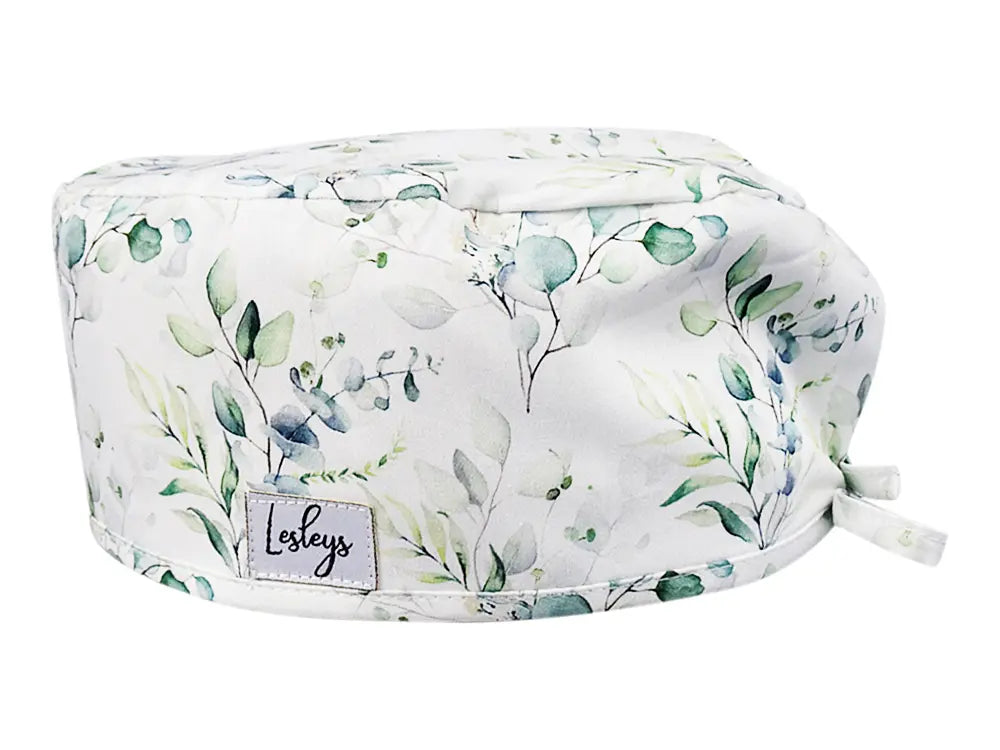 Stoff OP Haube aus Baumwolle Eukalyptus. Bunte OP Mütze für Damen und Herren