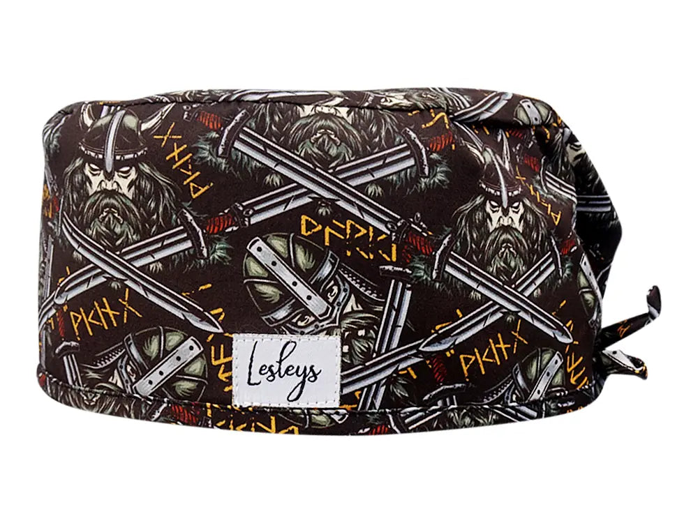 Stoff OP Haube aus Baumwolle Vikings. Bunte OP Mütze für Damen und Herren