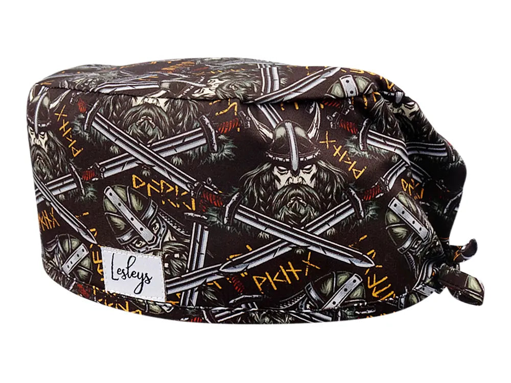 Stoff OP Haube aus Baumwolle Vikings. Bunte OP Mütze für Damen und Herren