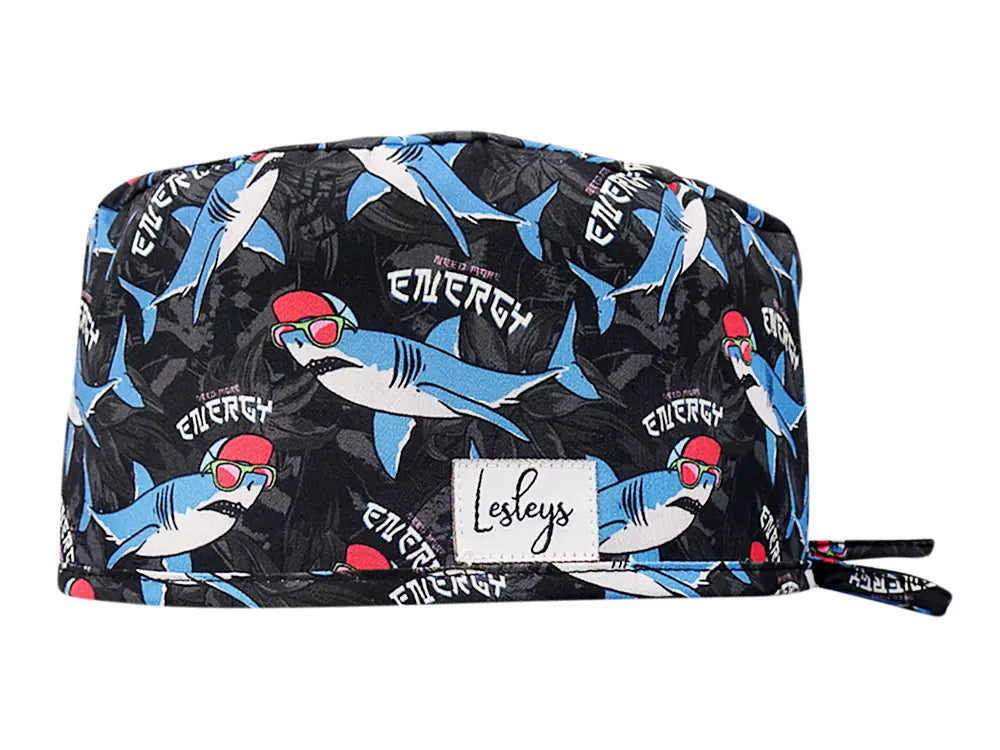 Stoff OP Haube aus Baumwolle need mroe energy. Bunte OP Mütze für Damen und Herren