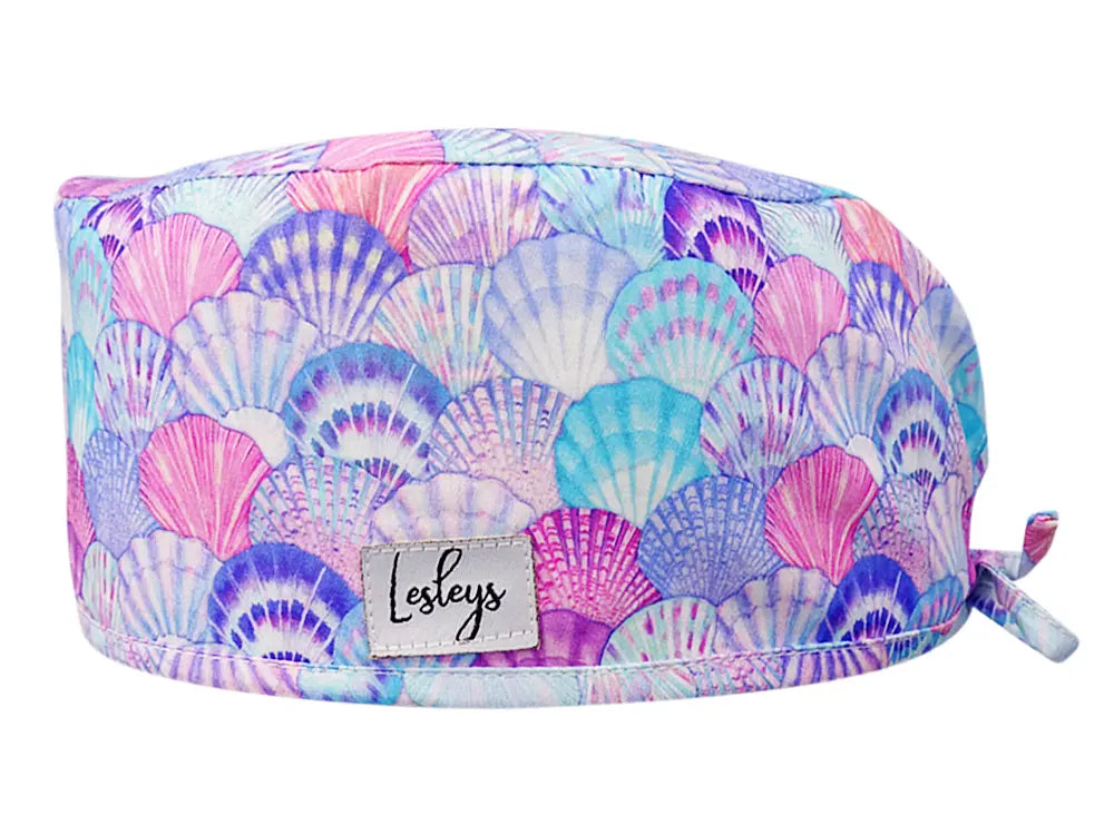 Stoff OP Haube aus Baumwolle muscheln. Bunte OP Mütze für Damen und Herren