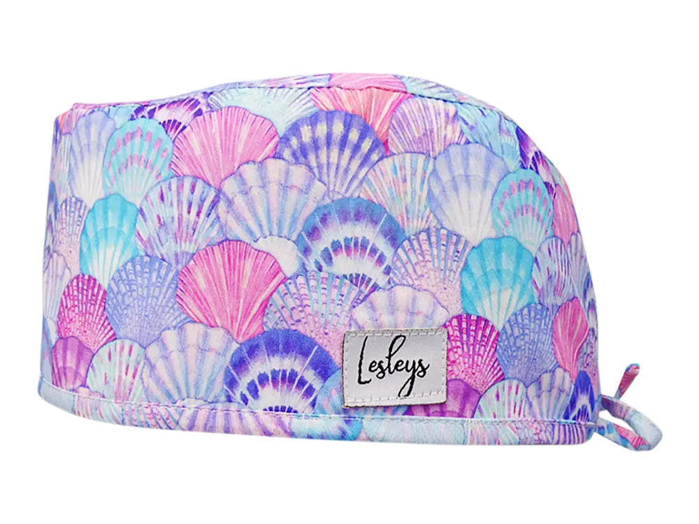 Stoff OP Haube aus Baumwolle muscheln. Bunte OP Mütze für Damen und Herren