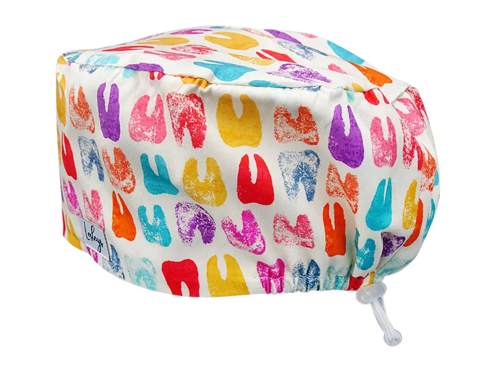 Stoff OP Haube aus Baumwolle Dentist Art. Bunte OP Mütze für Damen und Herren
