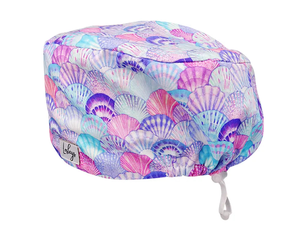 Stoff OP Haube aus Baumwolle muscheln. Bunte OP Mütze für Damen und Herren