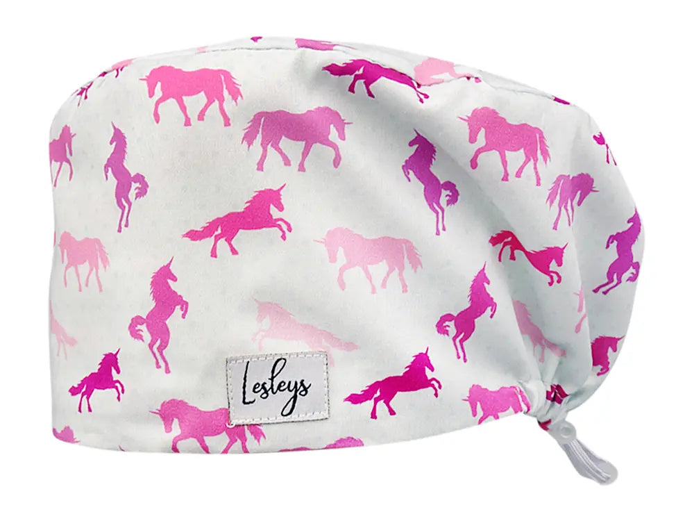 Stoff OP Haube aus Baumwolle Einhorn Herde. Bunte OP Mütze für Damen und Herren