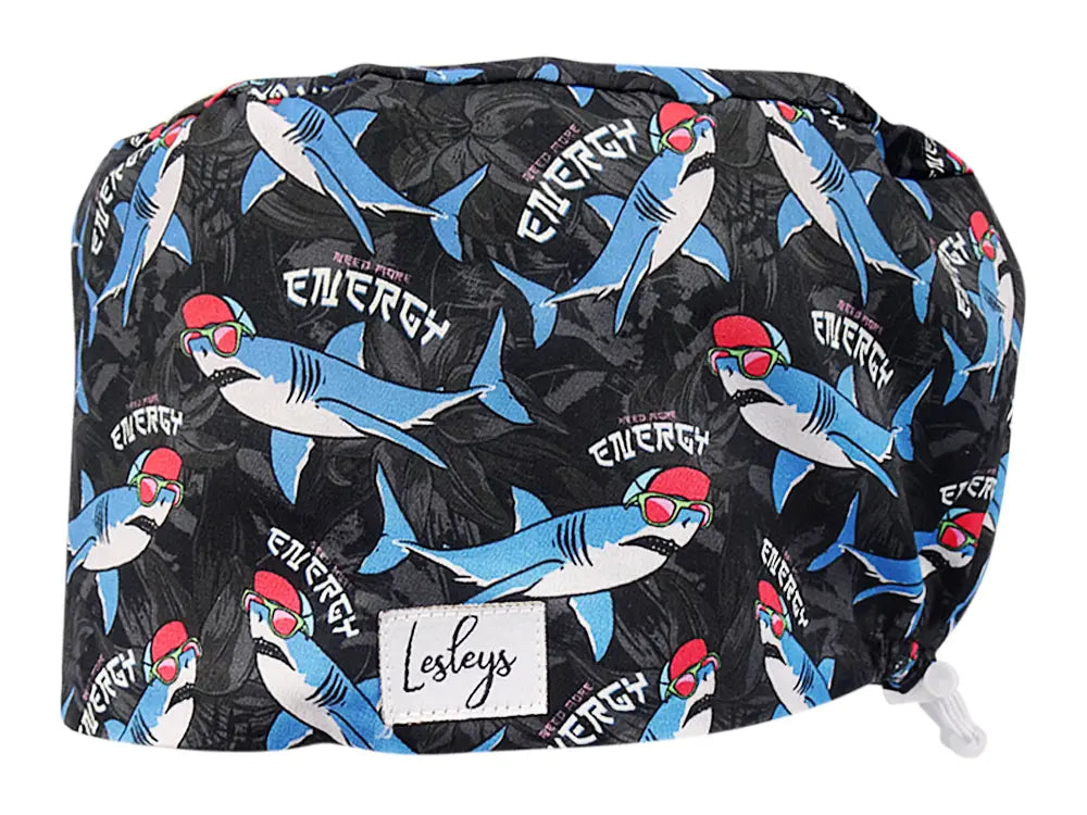 Stoff OP Haube aus Baumwolle need mroe energy. Bunte OP Mütze für Damen und Herren
