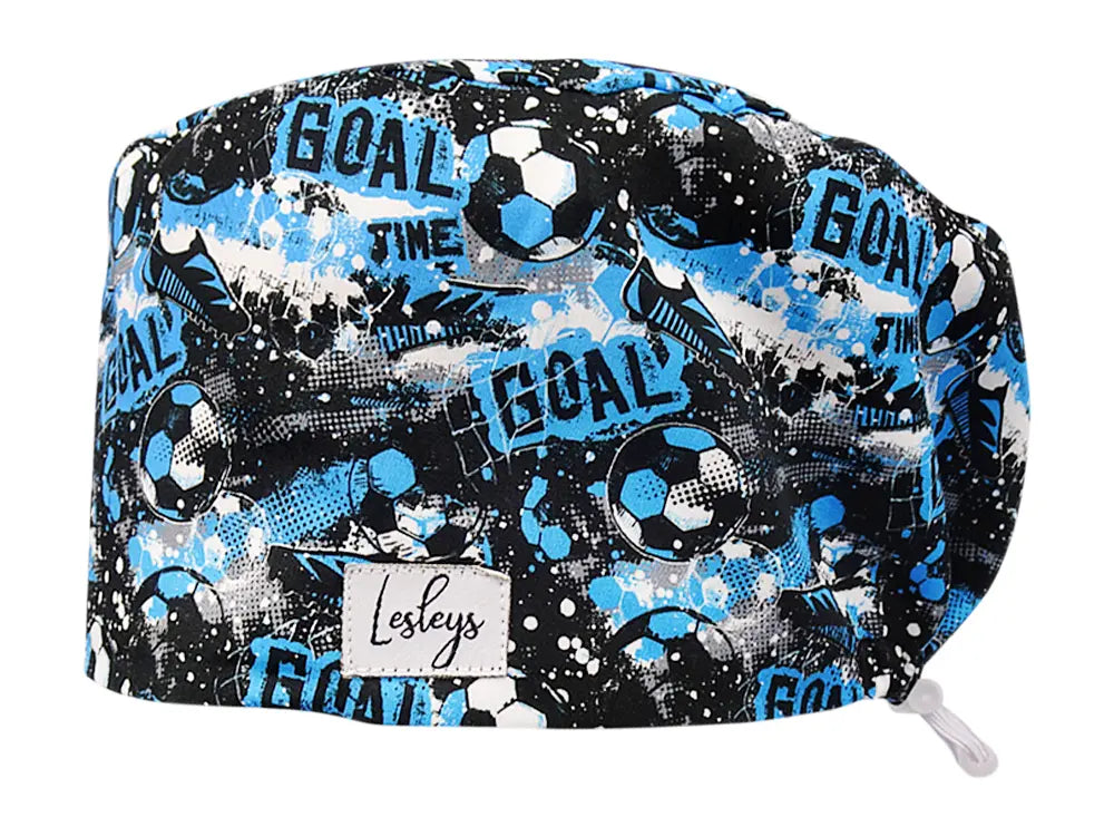 Stoff OP Haube aus Baumwolle Golden Goal. Bunte OP Mütze für Damen und Herren