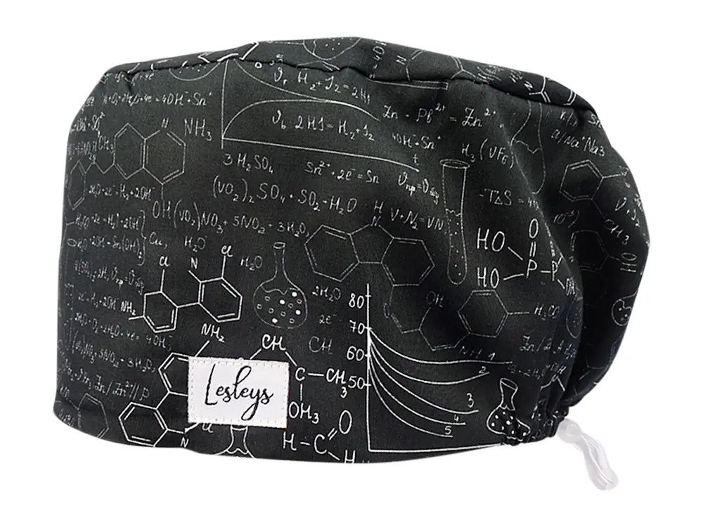 Stoff OP Haube aus Baumwolle Chemie Notiz. Bunte OP Mütze für Damen und Herren