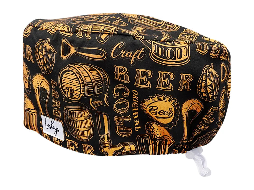 Stoff OP Haube aus Baumwolle Craft Beer. Bunte OP Mütze für Damen und Herren