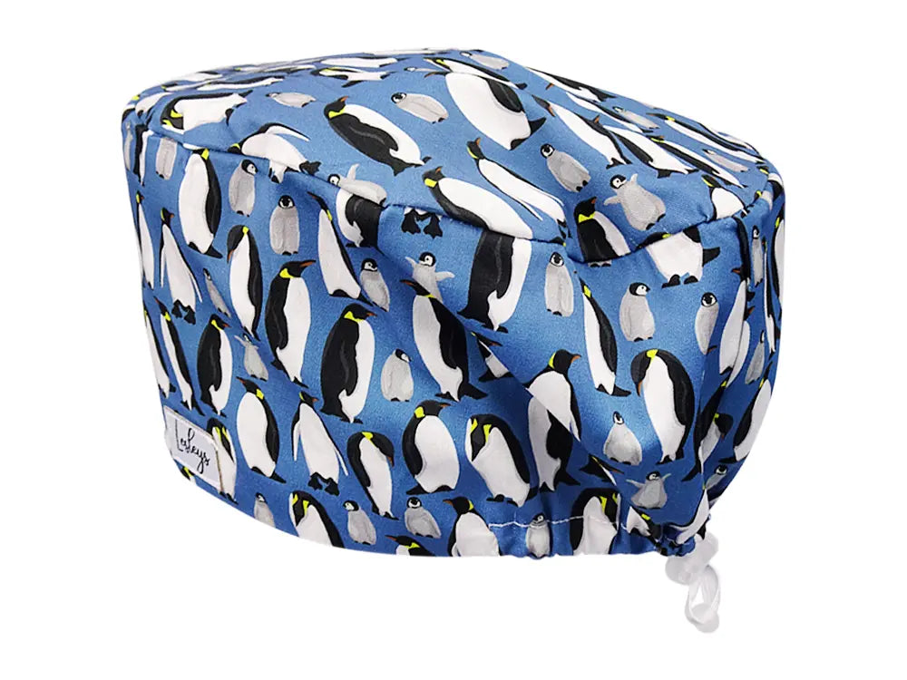 Stoff OP Haube aus Baumwolle Pinguine. Bunte OP Mütze für Damen und Herren