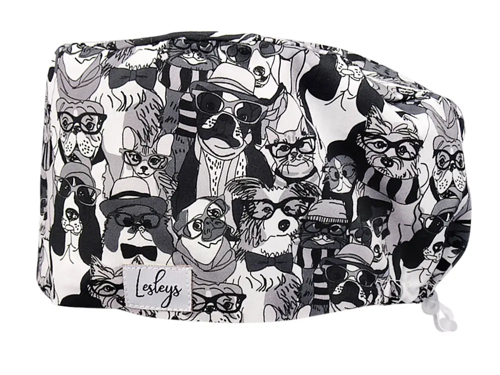 Stoff OP Haube aus Baumwolle Elegant Pets. Bunte OP Mütze für Damen und Herren