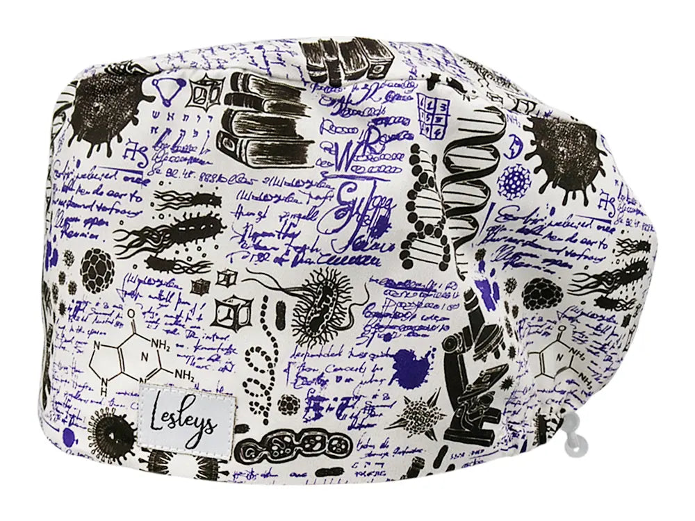 Stoff OP Haube aus Baumwolle Labor Notiz. Bunte OP Mütze für Damen und Herren