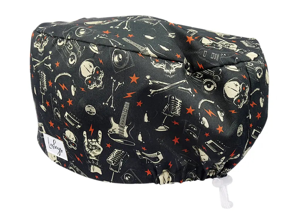 Stoff OP Haube aus Baumwolle Heavy Metal. Bunte OP Mütze für Damen und Herren