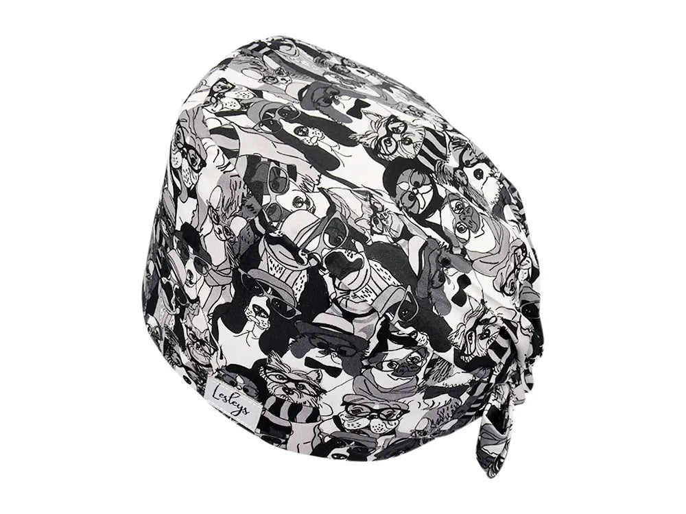 Stoff OP Haube aus Baumwolle Elegant Pets. Bunte OP Mütze für Damen und Herren