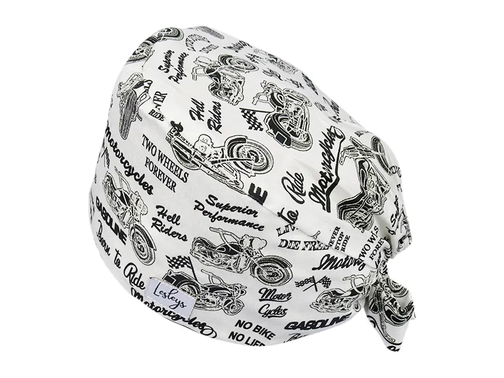 Stoff OP Haube aus Baumwolle Born to ride. Bunte OP Mütze für Damen und Herren