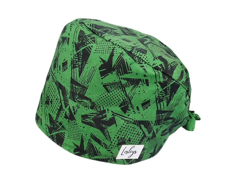 Stoff OP Haube aus Baumwolle Green River. Bunte OP Mütze für Damen und Herren