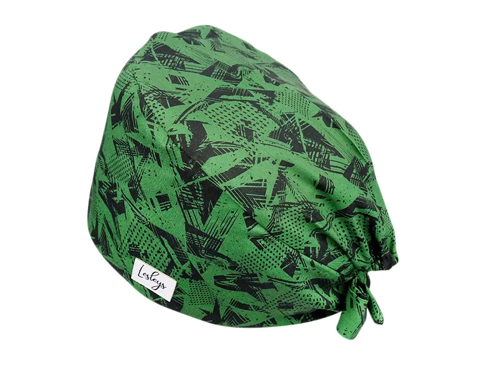 Stoff OP Haube aus Baumwolle Green River. Bunte OP Mütze für Damen und Herren