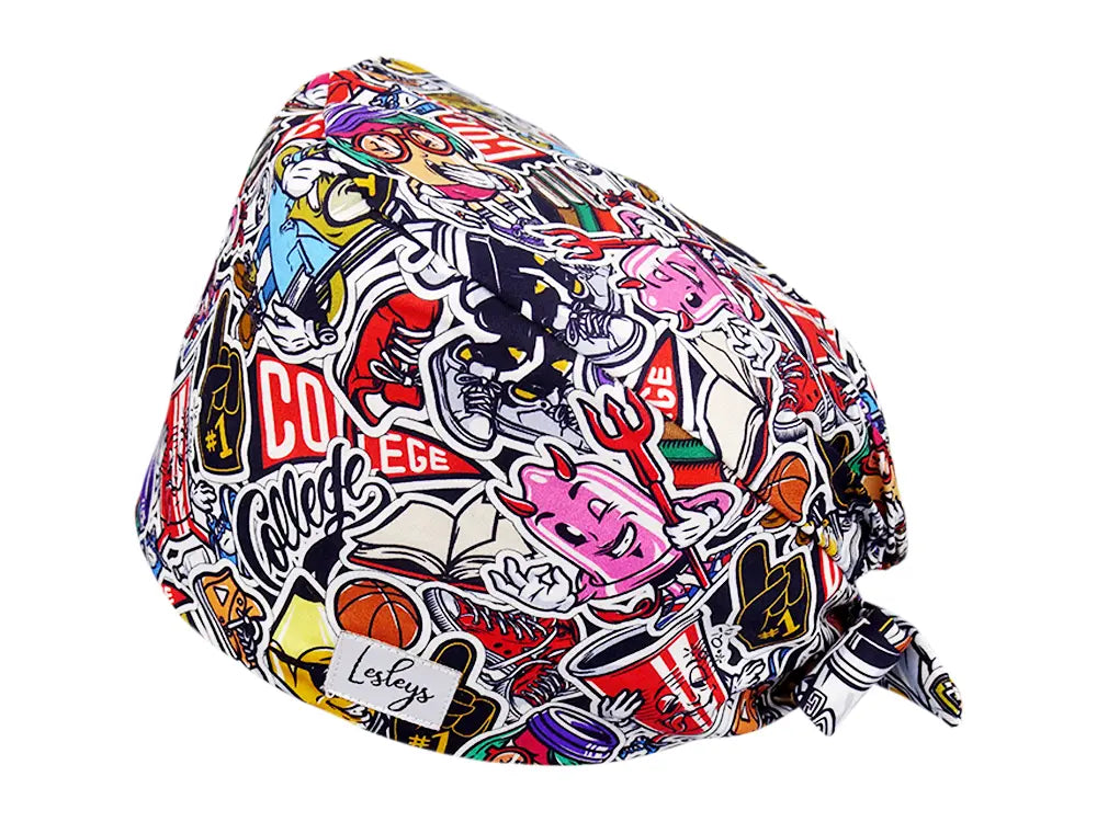 Stoff OP Haube aus Baumwolle College. Bunte OP Mütze für Damen und Herren