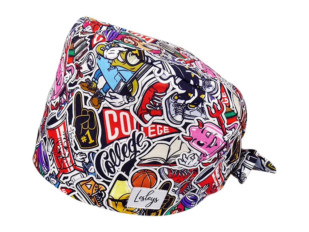 Stoff OP Haube aus Baumwolle College. Bunte OP Mütze für Damen und Herren