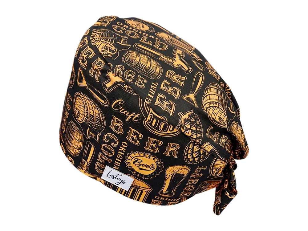 Stoff OP Haube aus Baumwolle Craft Beer. Bunte OP Mütze für Damen und Herren