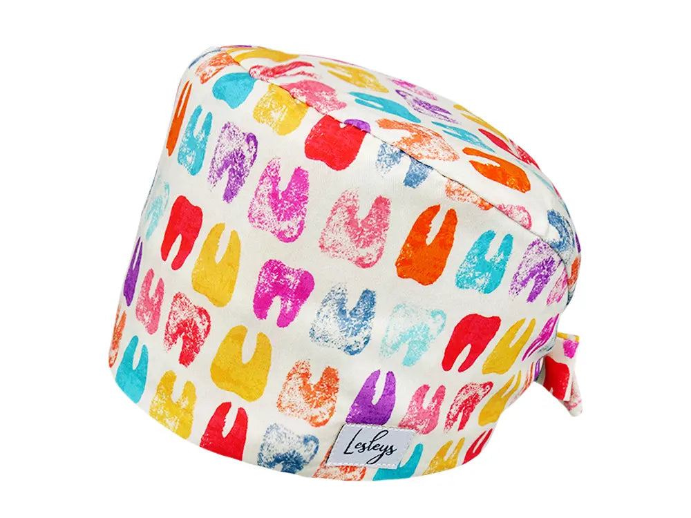 Stoff OP Haube aus Baumwolle Dentist Art. Bunte OP Mütze für Damen und Herren
