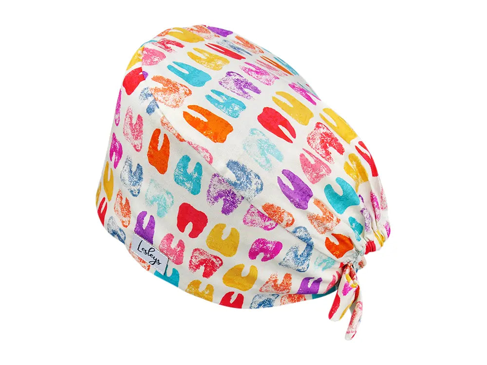 Stoff OP Haube aus Baumwolle Dentist Art. Bunte OP Mütze für Damen und Herren