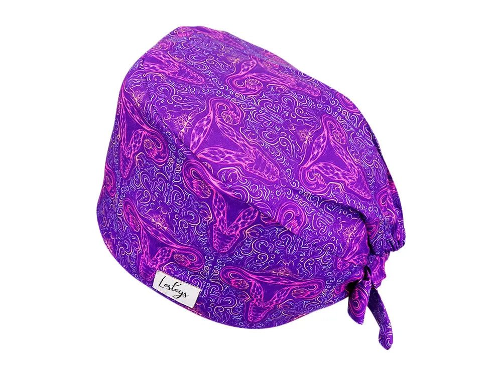 Stoff OP Haube aus Baumwolle Purple Uterus. Bunte OP Mütze für Damen und Herren