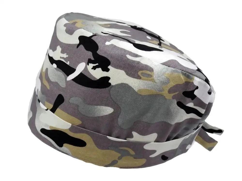 Lesleys OP-Haube für lange Haare Stadtcamo - Stoff OP-Haube aus 100% Baumwolle