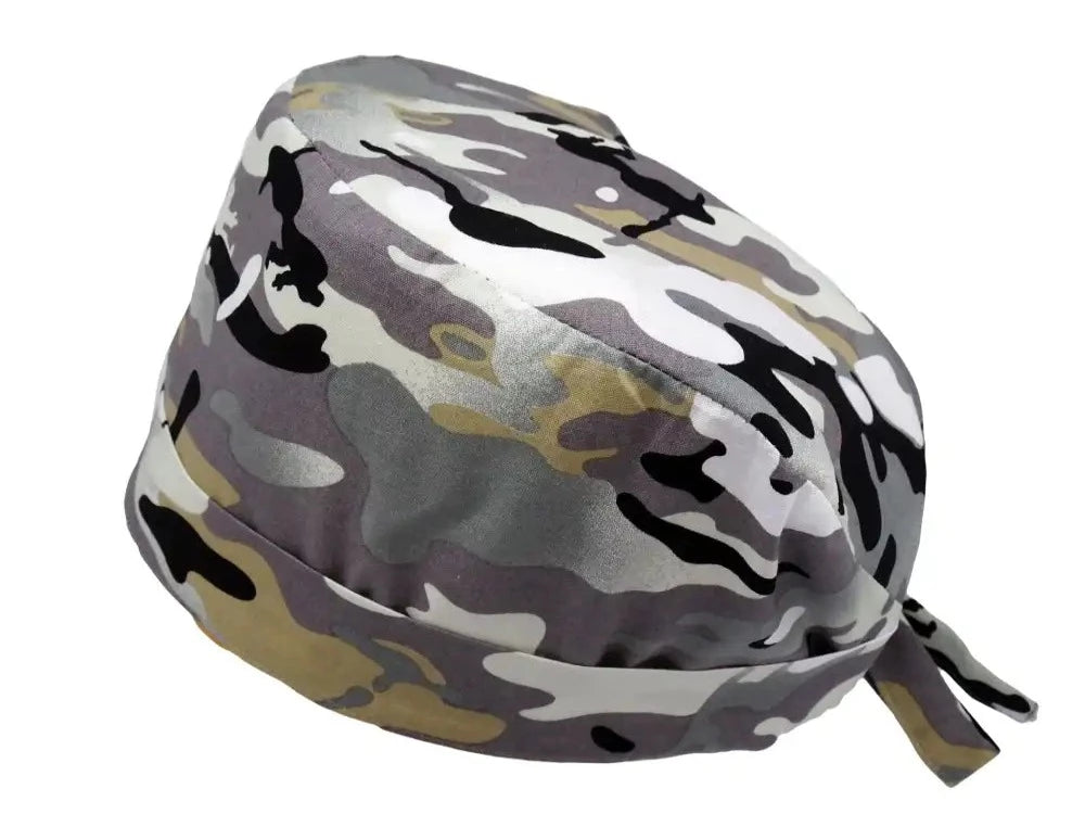 Lesleys OP-Haube für lange Haare Stadtcamo - Stoff OP-Haube aus 100% Baumwolle