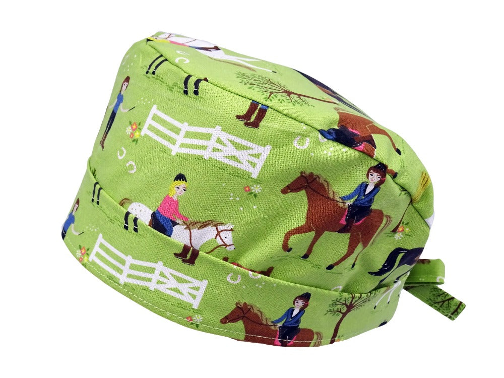 Lesleys OP-Haube für lange Haare Pferdekoppel - Stoff OP-Haube aus 100% Baumwolle