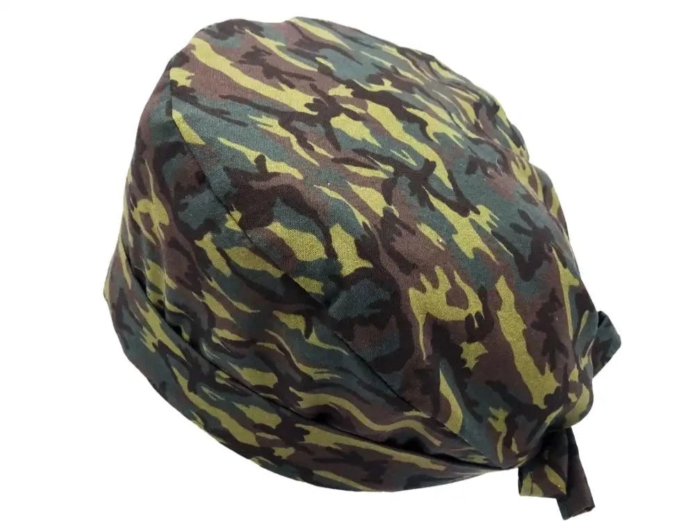 Lesleys OP-Haube für lange Haare Waldcamo - Stoff OP-Haube aus 100% Baumwolle