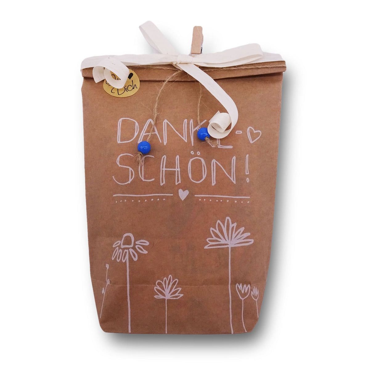 Geschenkverpackung für OP-Hauben aus Stoff Tuete Beige