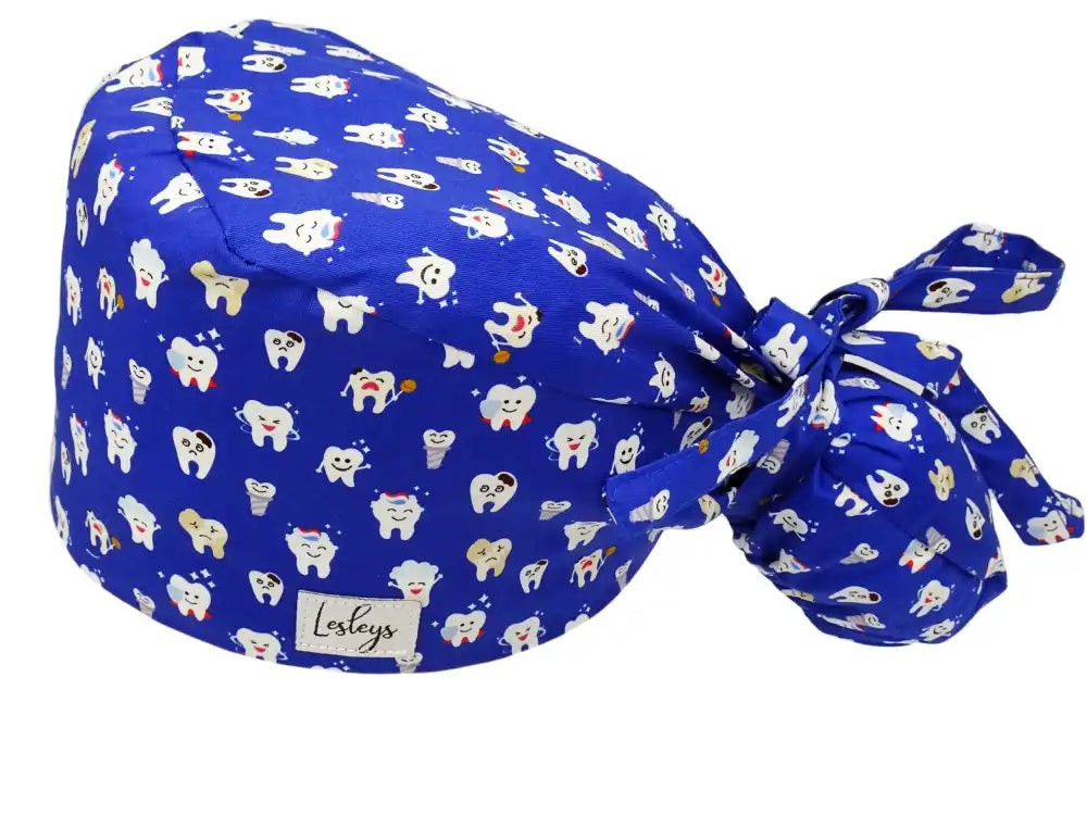 Ponytail Stoff OP-Haube Zahnhelden für lange Haare aus Baumwolle - Lesleys